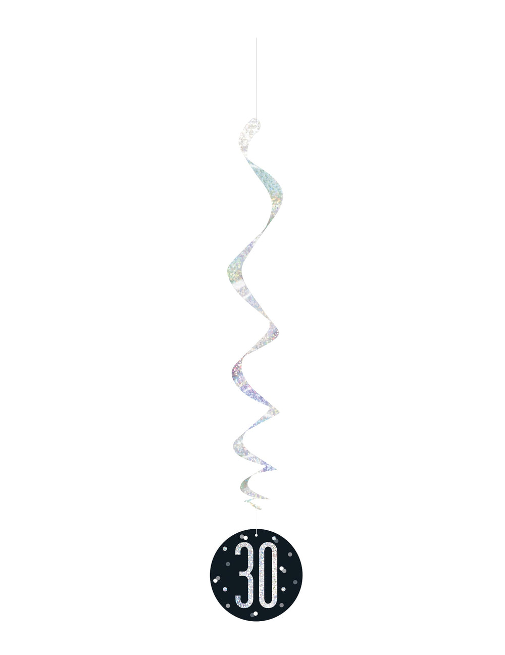 Suspension en spirale 30 ans pour anniversaire noire et argentée holographique