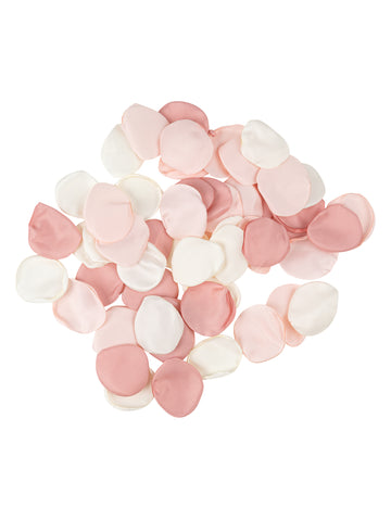 60 satenastih cvetnih listov vrtnice v slonokoščeni, roza in prašnati barvi, 3,5 cm, za dekoracijo