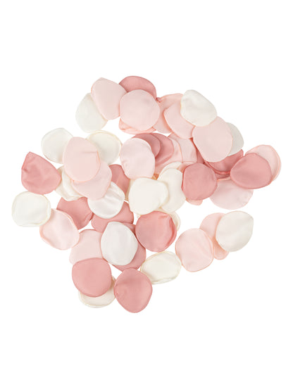 60 satenastih cvetnih listov vrtnice v slonokoščeni, roza in prašnati barvi, 3,5 cm, za dekoracijo