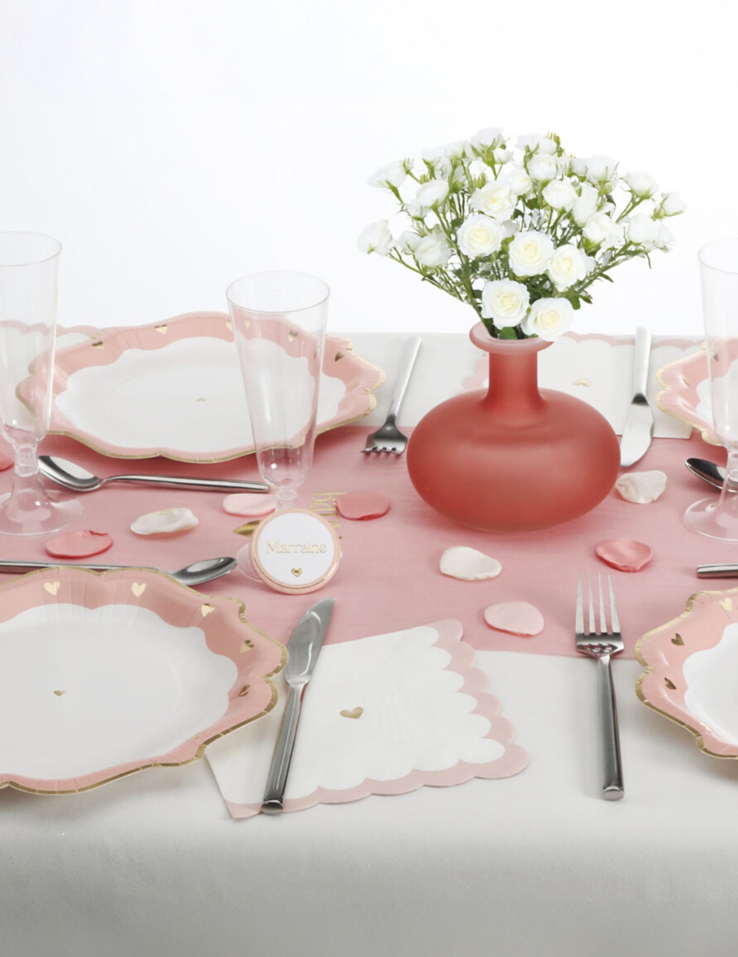 60 satenastih cvetnih listov vrtnice v slonokoščeni, roza in prašnati barvi, 3,5 cm, za dekoracijo