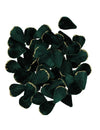 60 pétales velours vert anglais et or 3 x 5 cm