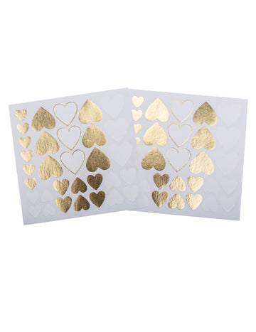 64 belih in zlatih nalepk s srčki, velikosti 1,5 do 3 cm poročna dekoracija