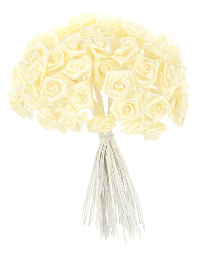 Mini roses en satin pour mariage ivoire