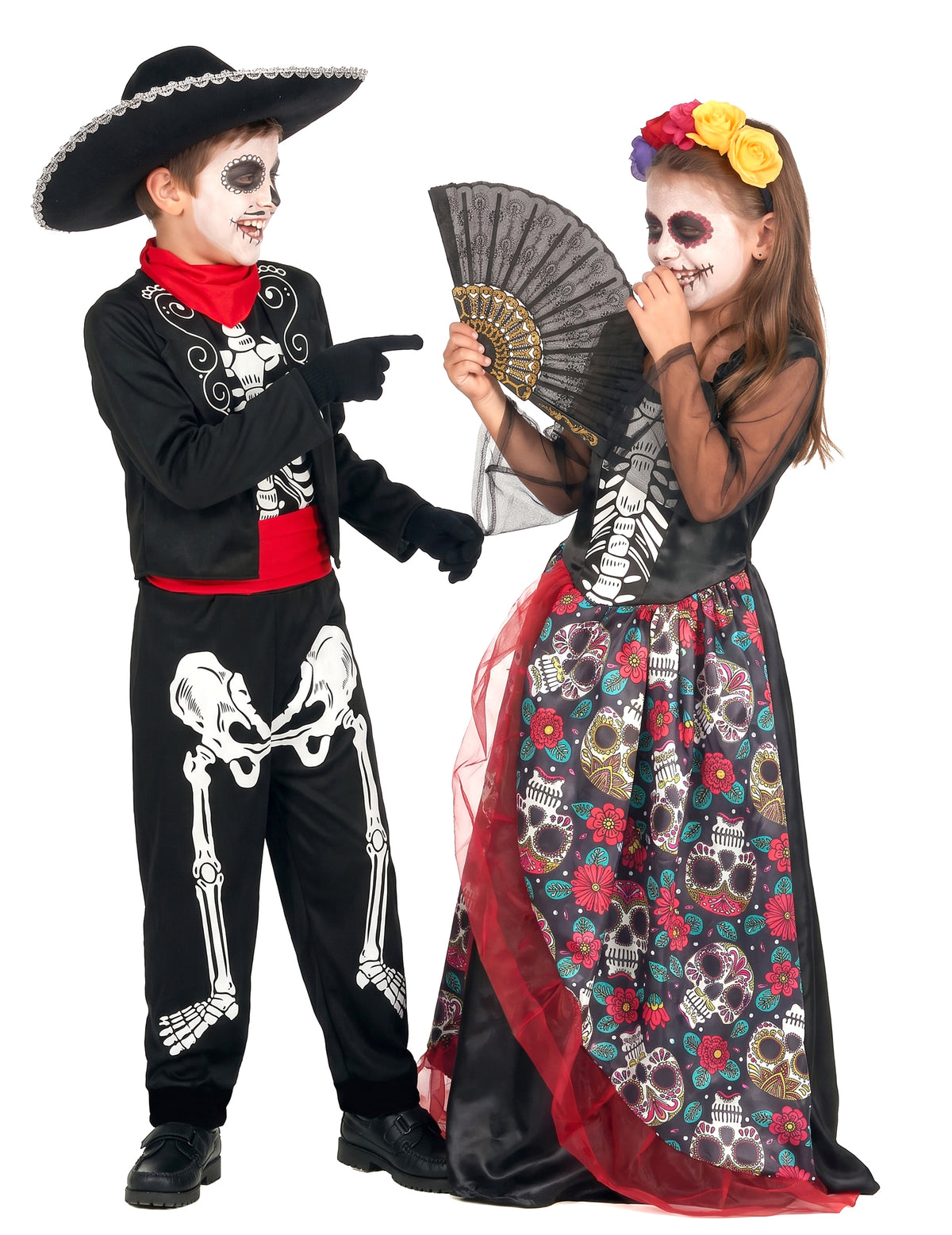 Otroški kostum za par Dia de los Muertos Mehičan