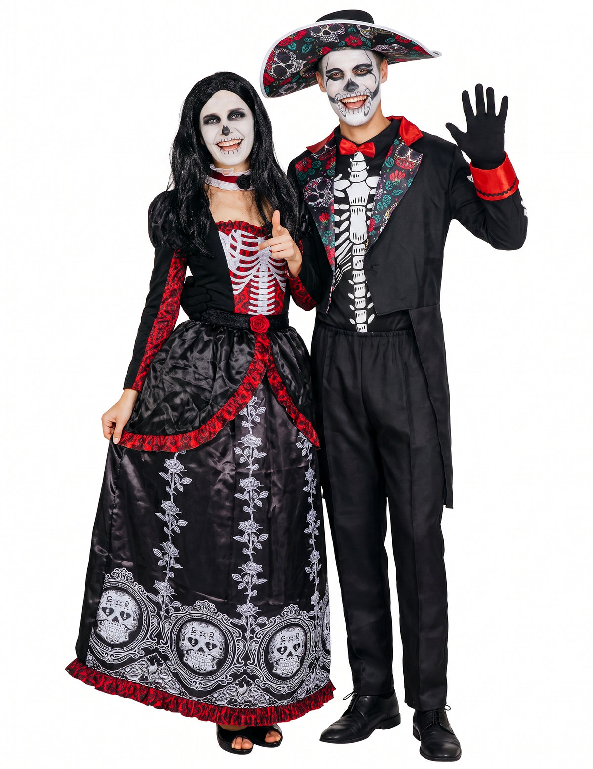 Kostum za pare okostnjak Dia de los Muertos za odrasle