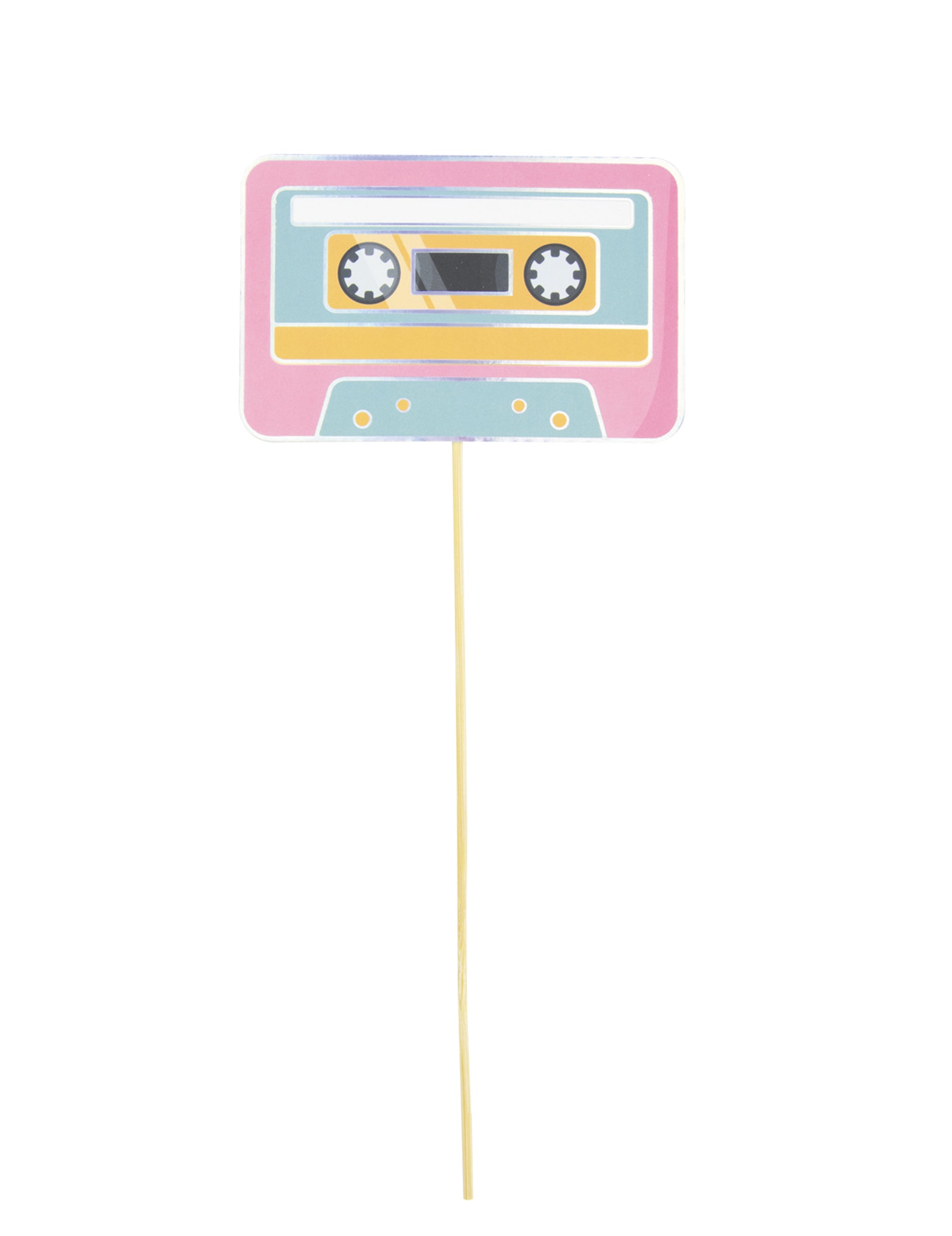 Accessoire photobooth années 90 pour adulte cassette rose et bleue