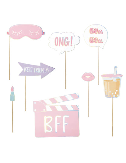 8 kartonskih dodatkov za fotokabino za dekliško pižamsko zabavo