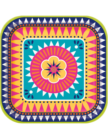 8 kvadratnih kartonskih krožnikov za boho fiesto 23 cm cvetlični vzorec