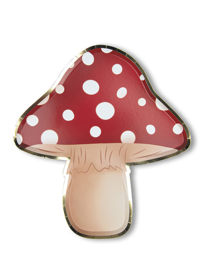 8 rdeče-belih kartonskih krožnikov v obliki gobe 23 cm pikice