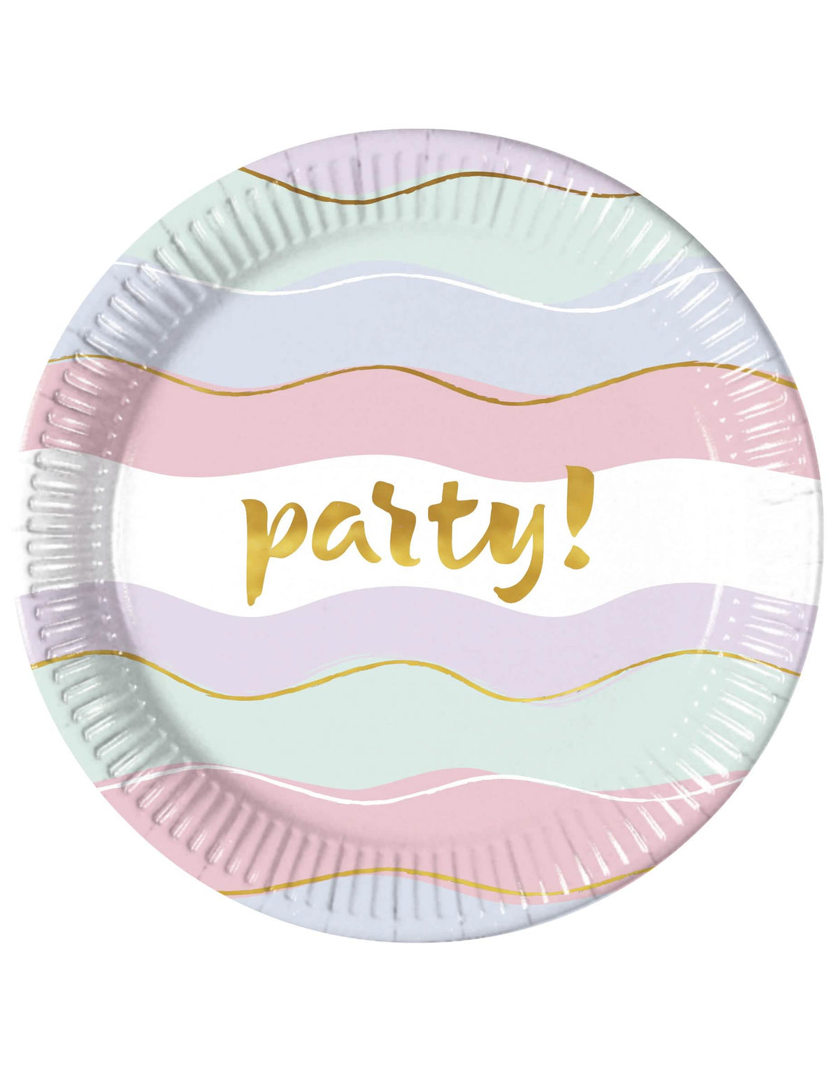 papirnati krožniki Elegant Party za pastelno zabavo z zlatimi valovi