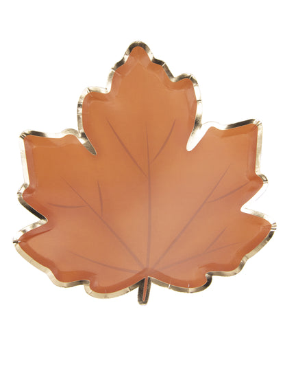 8 papirnatih krožnikov z vzorcem jesenskih listov 23 cm zlata obroba