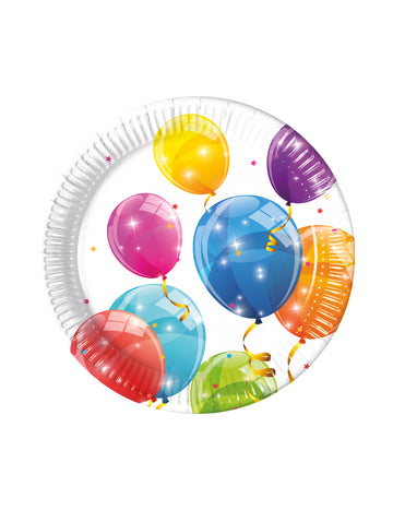 8 papirnatih krožnikov, barvni baloni, 23 cm za rojstni dan