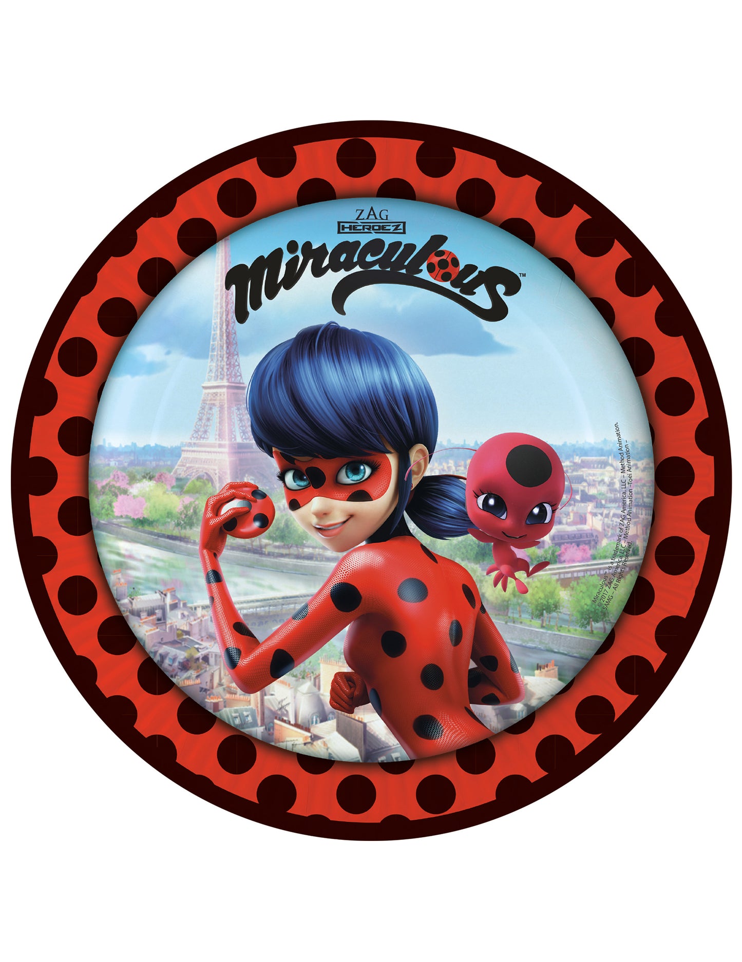 Assiettes en carton Ladybug à Paris pour enfant rouges à pois noirs
