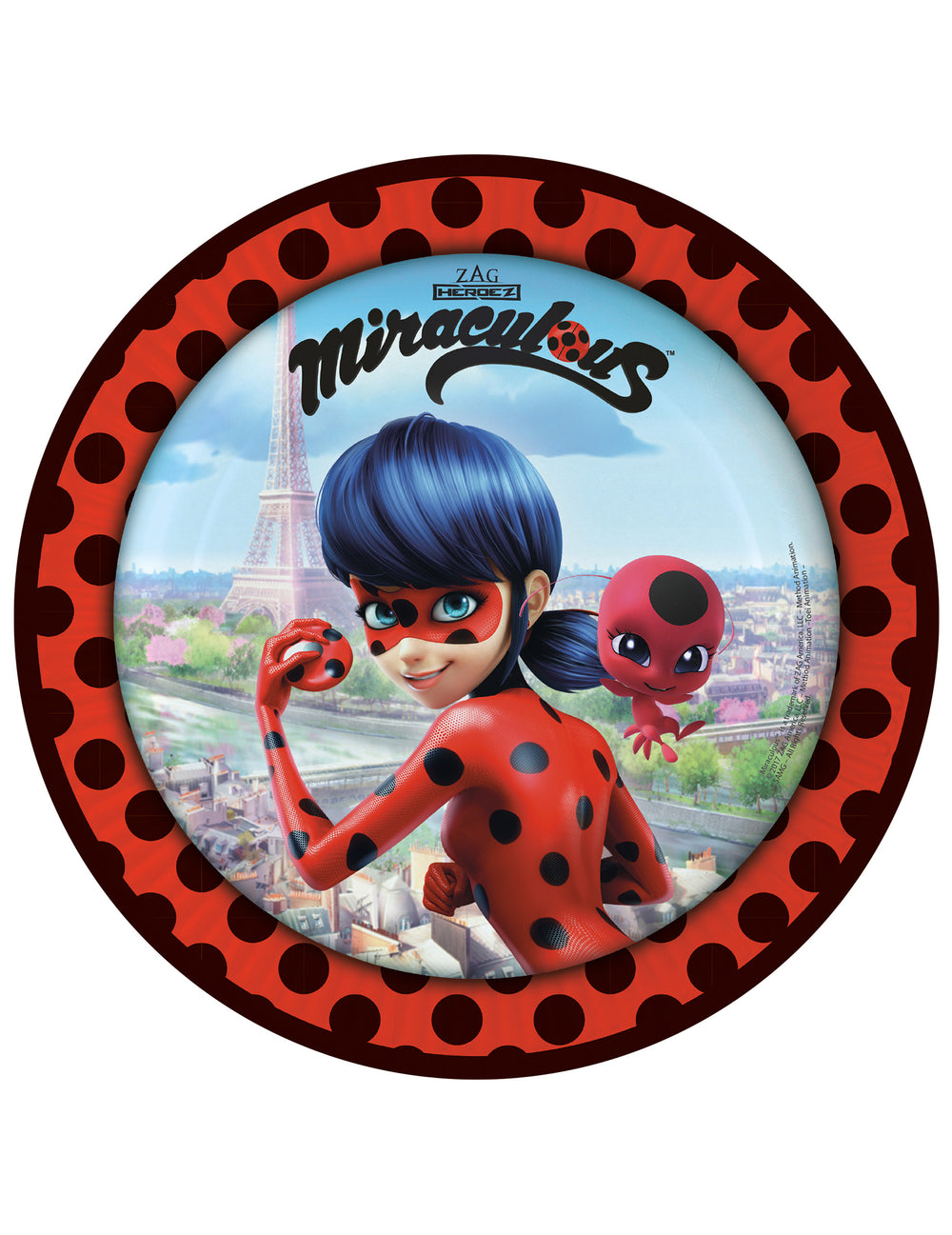 Assiettes en carton Ladybug à Paris pour enfant rouges à pois noirs