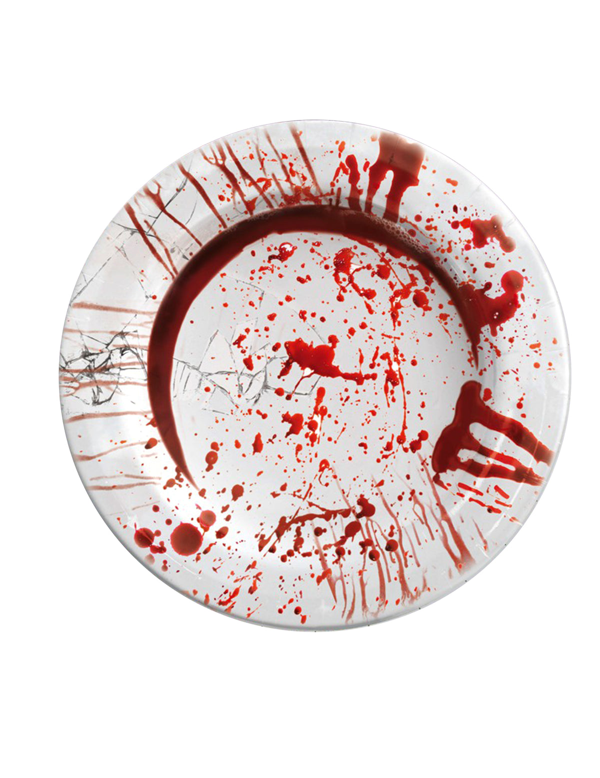 Détail des taches de sang des assiettes en carton Halloween ensanglanté