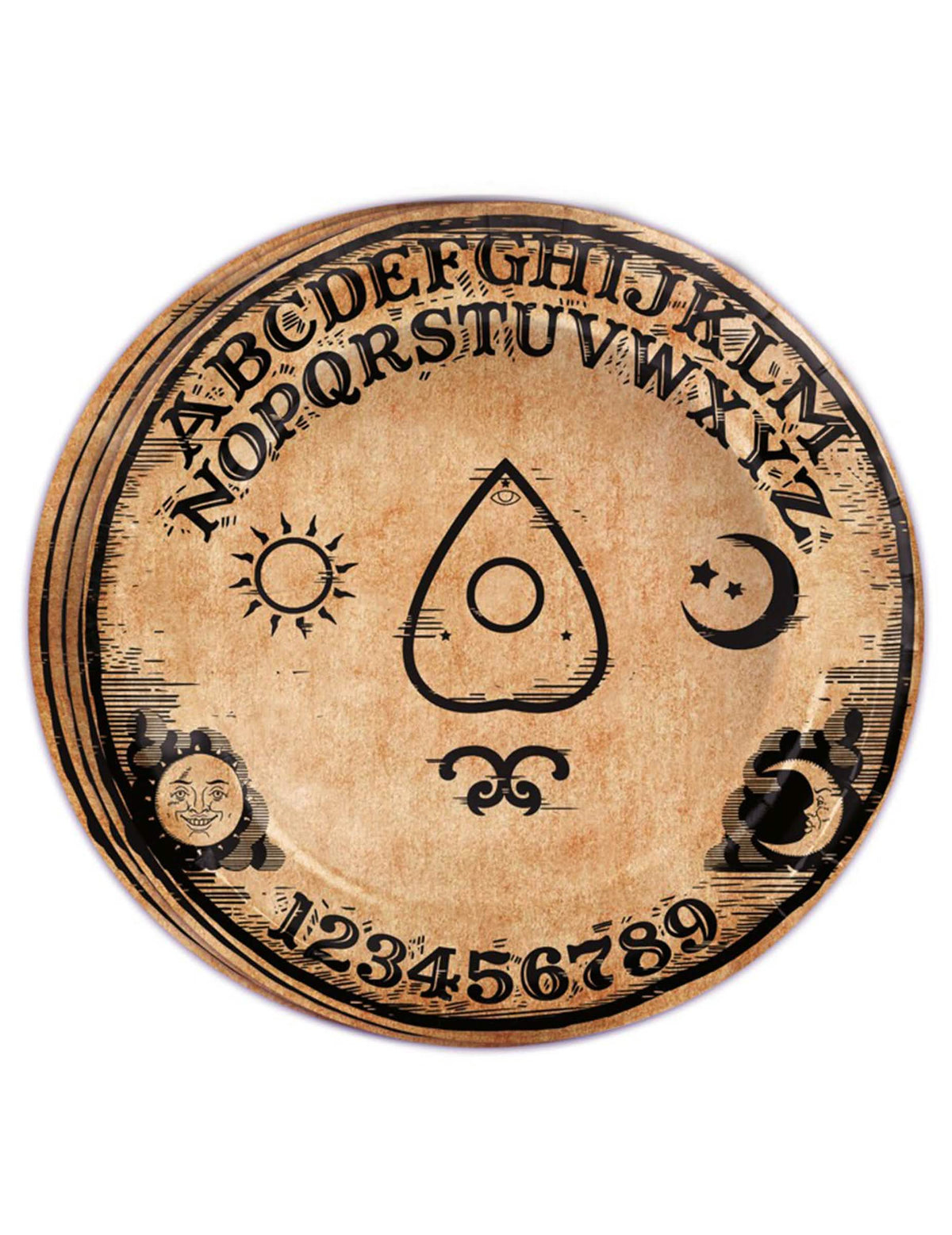papirnati krožniki Ouija za zabavo, rjava in črna, slog pergamenta