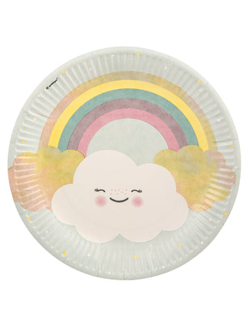 8 majhnih papirnatih krožnikov v obliki oblaka 23 cm mavrica