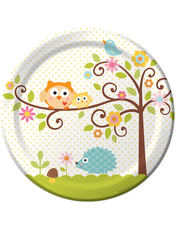 8 kartonastih krožnikov s sovicami 22 cm za rojstni dan 