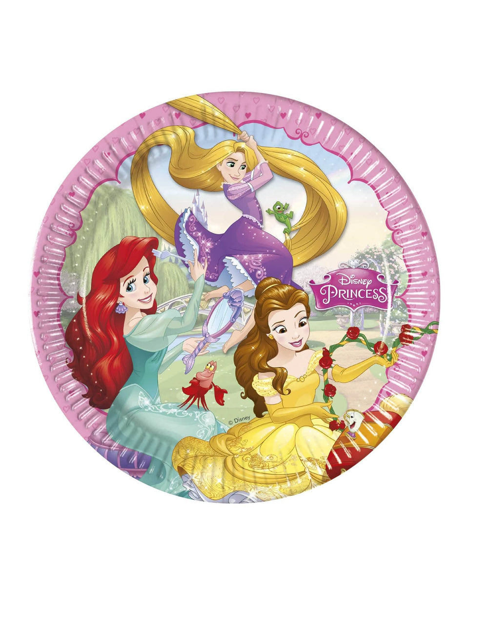 Disney princeske krožniki iz kartona za otrok, rožnati z motivi srca