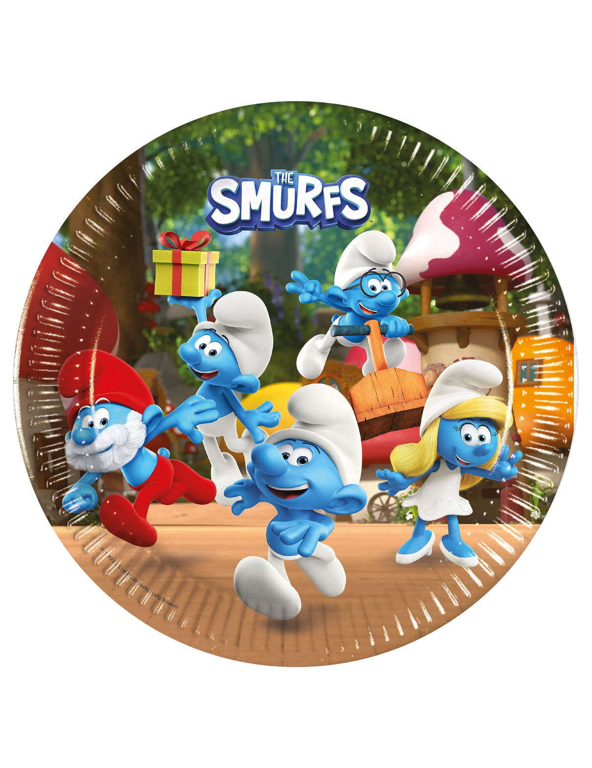 Assiettes en carton Schtroumpf pour enfant multicolores avec Grand Schtroumpf et la Schtroumpfette