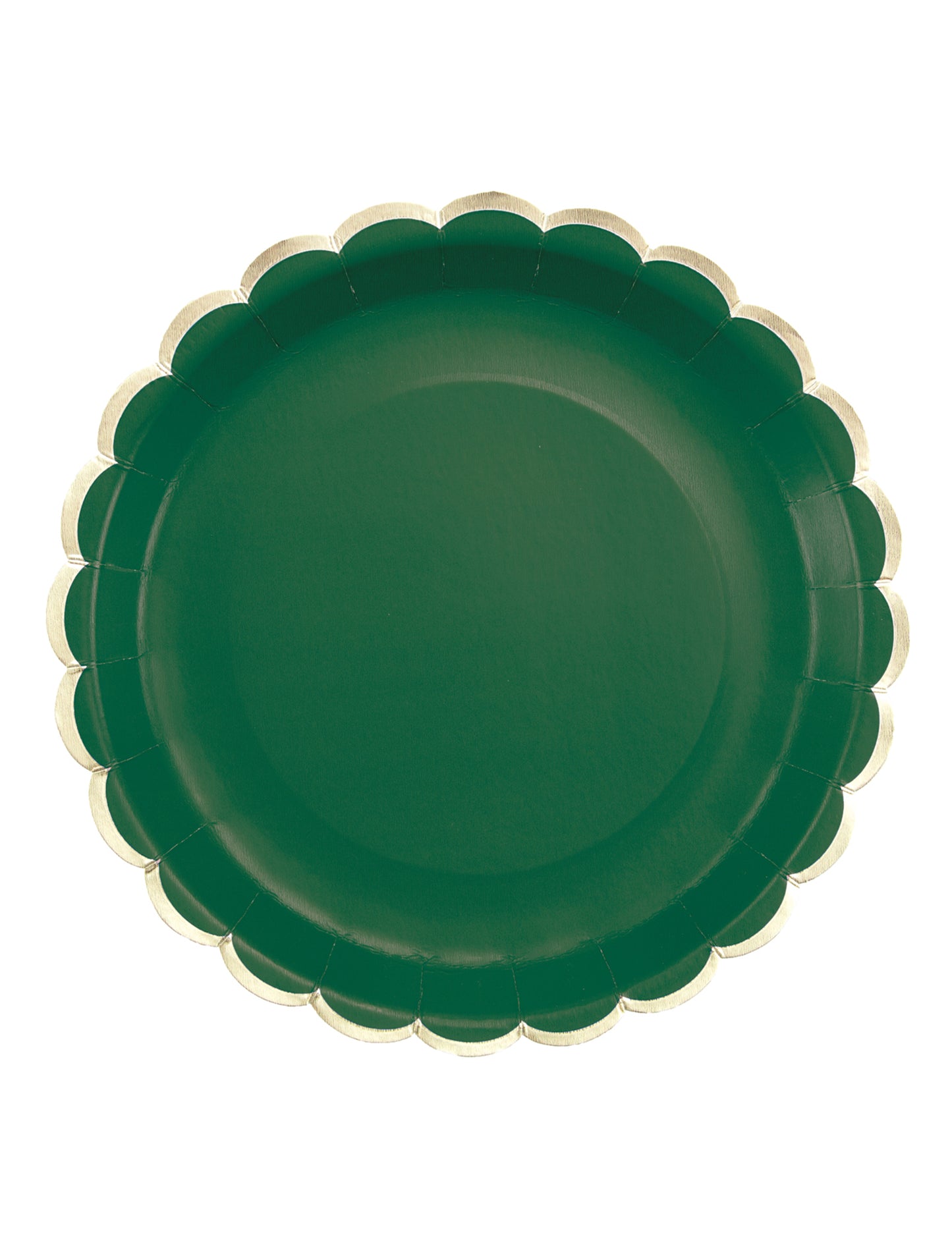 8 nazobčanih zelenih in zlatih kartonskih krožnikov 23 cm za božič