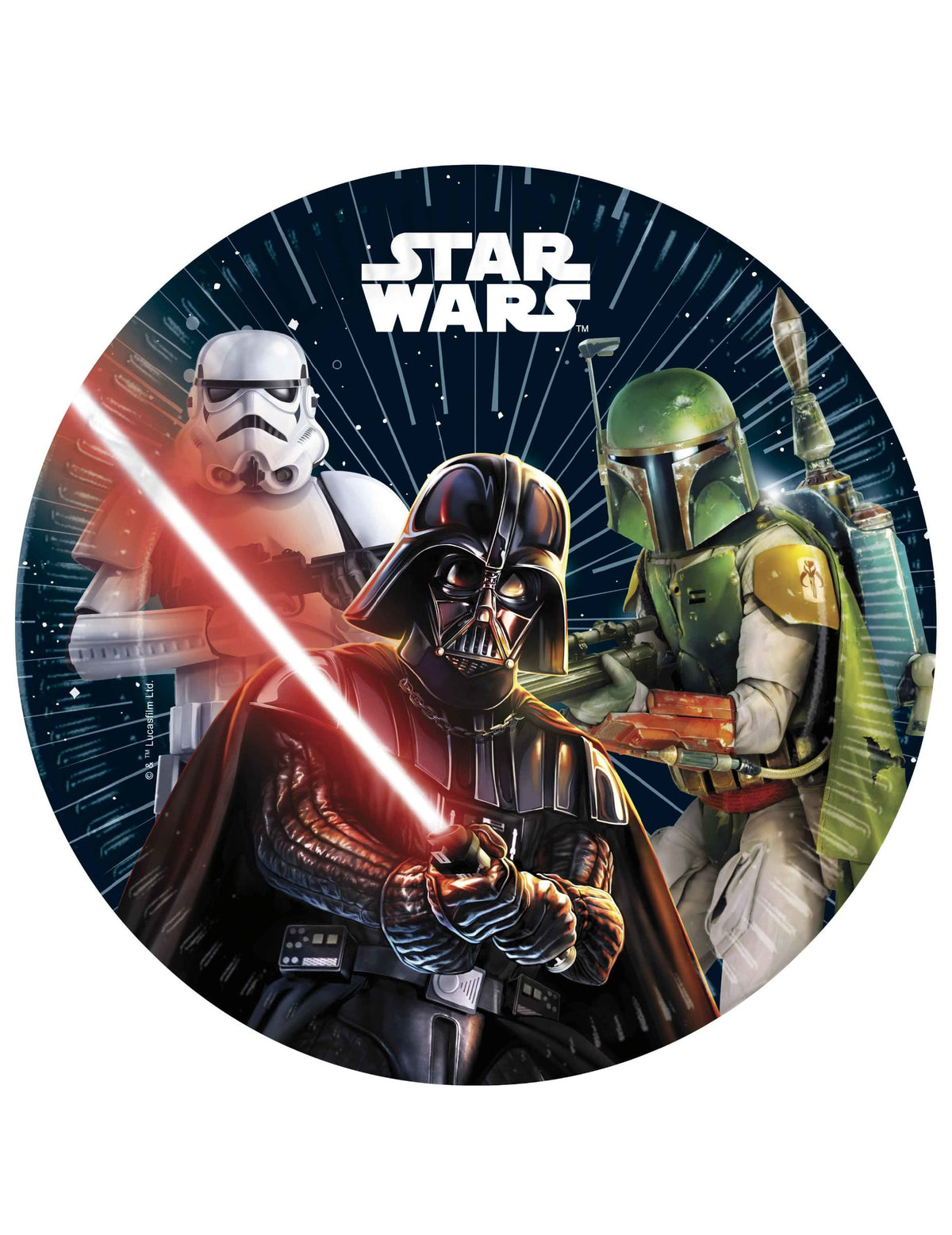 Assiettes en papier Star Wars Galaxy multicolores avec Dark Vador et Boba Fett