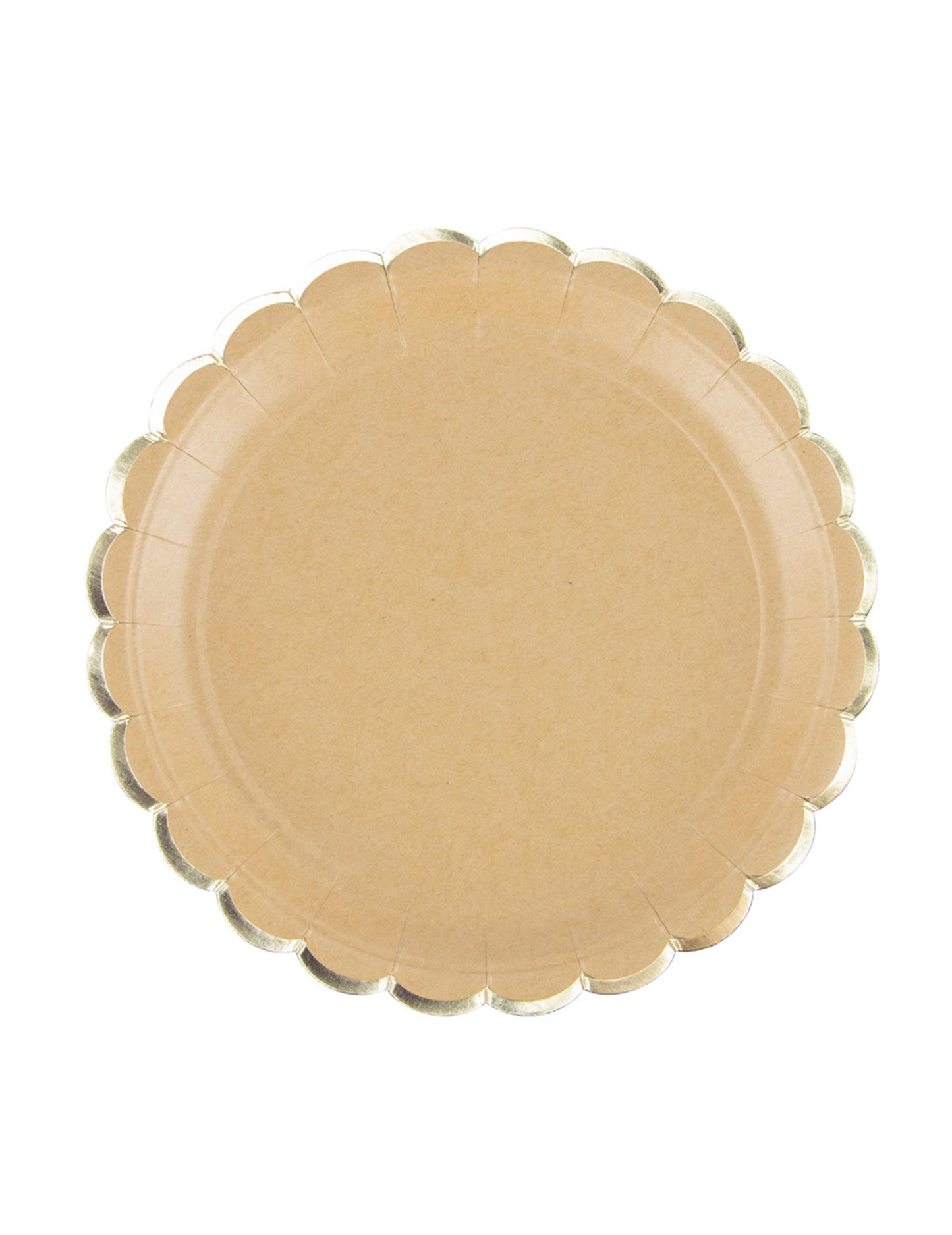 8 kraft in zlatih nazobčanih kartonskih krožnikov, 23 cm