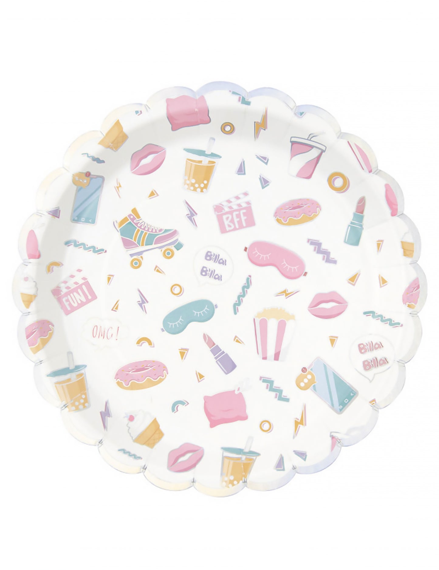 8 nazobčanih kartonskih krožnikov za pižamo 23 cm z mavričnimi vzorci