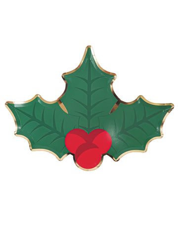 8 božičnih papirnatih krožnikov z motivom bodike 23 cm oblika lista