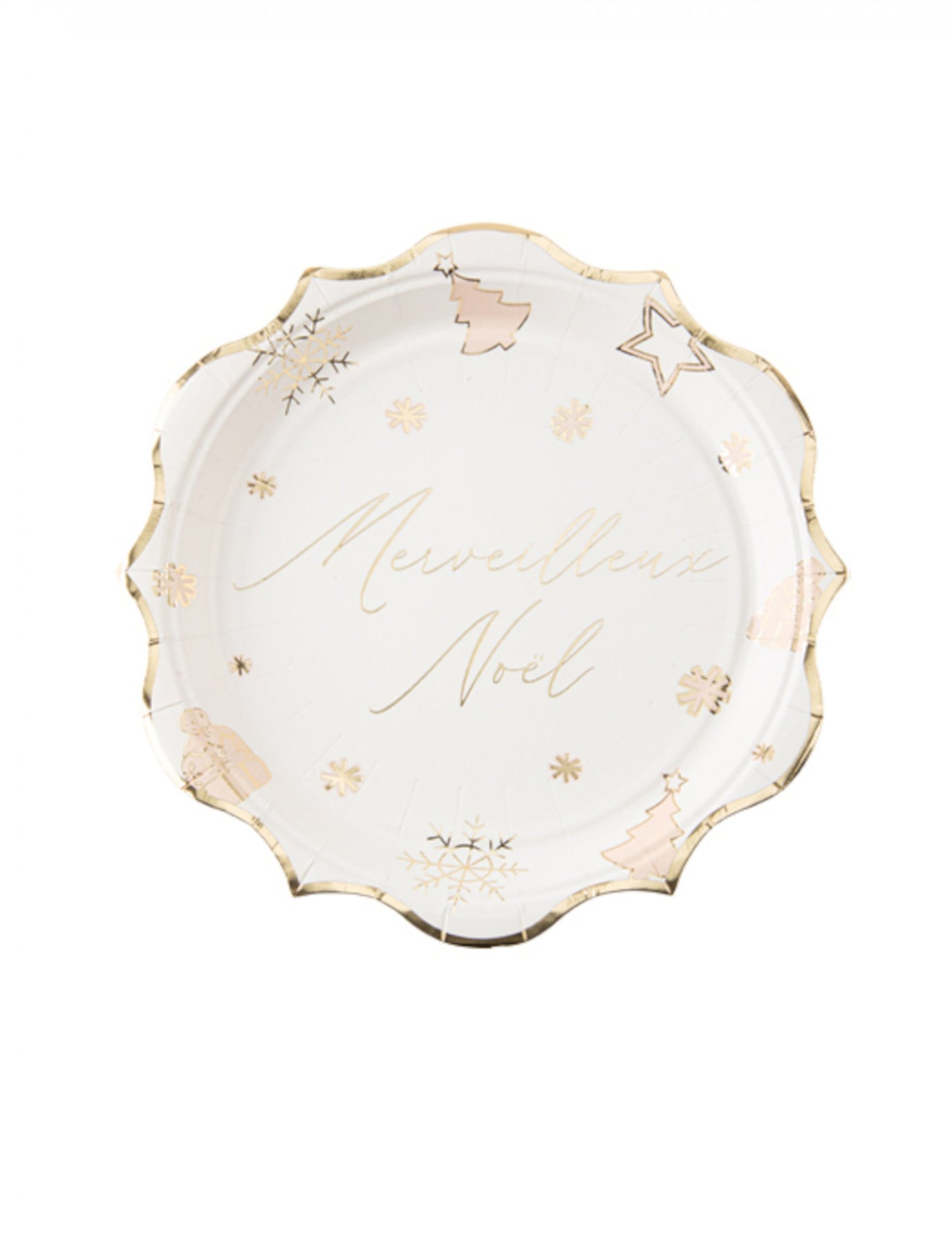 8 belo-zlatih krožnikov z božično tematiko 23 cm karton