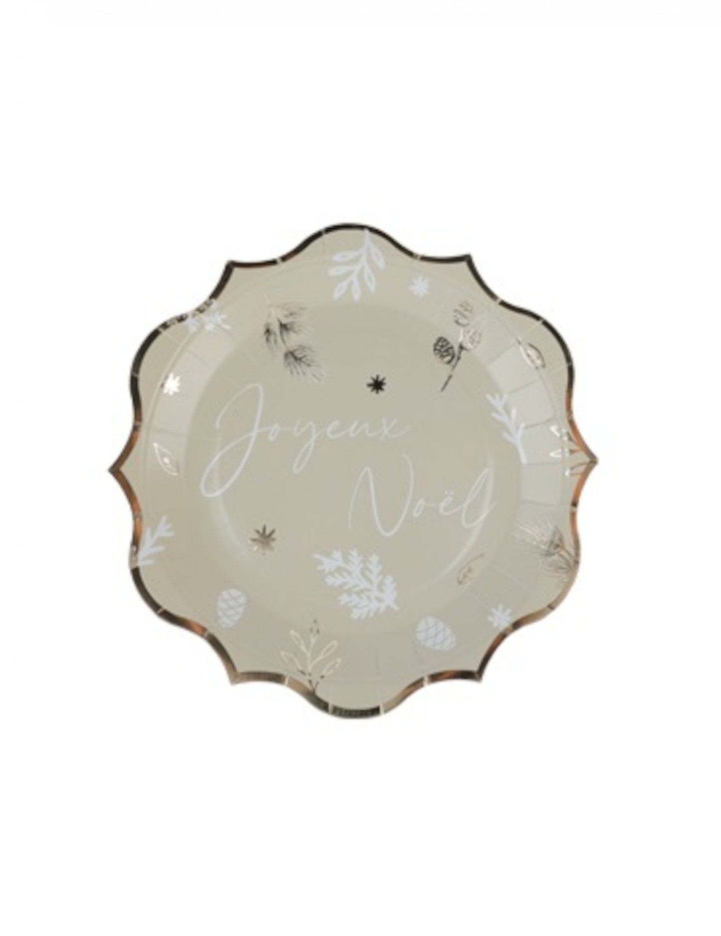 8 botaničnih božičnih krožnikov v sivo-zeleni barvi 23 cm Vesel božič