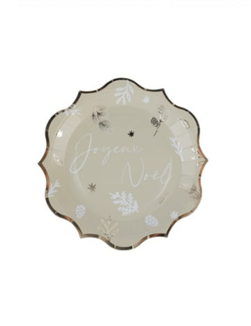 8 botaničnih božičnih krožnikov v sivo-zeleni barvi 23 cm Vesel božič