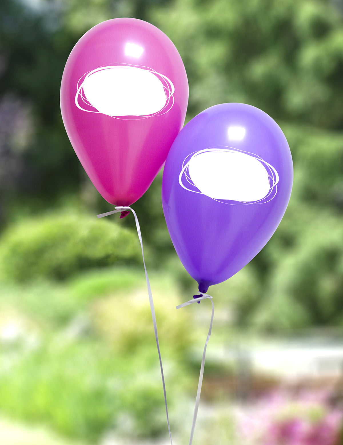 Détail des ballons rose et violet des ballons en latex à personnaliser pour fête