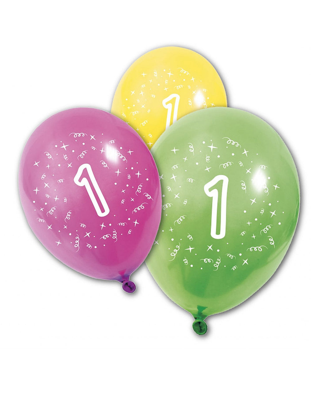 Ballons en latex anniversaire 1 an pour enfant multicolores avec chiffre 1