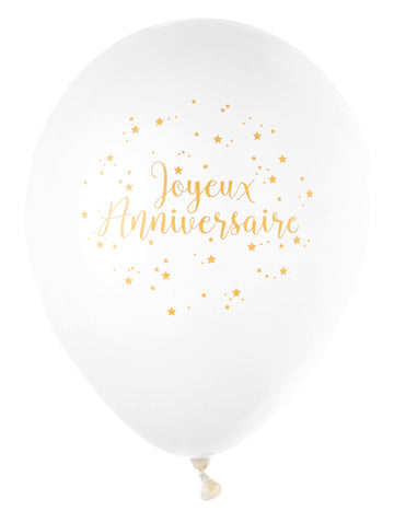 8 belih in kovinsko zlatih lateks balonov za vse najboljše v rojstnem dnevu 23 cm balon