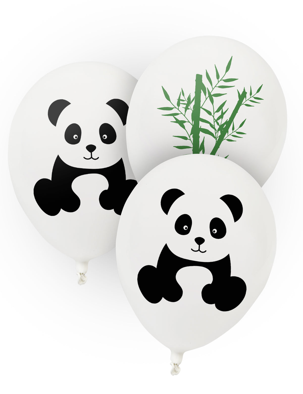 Ballons en latex panda pour décoration anniversaire blancs avec motifs panda et bambou