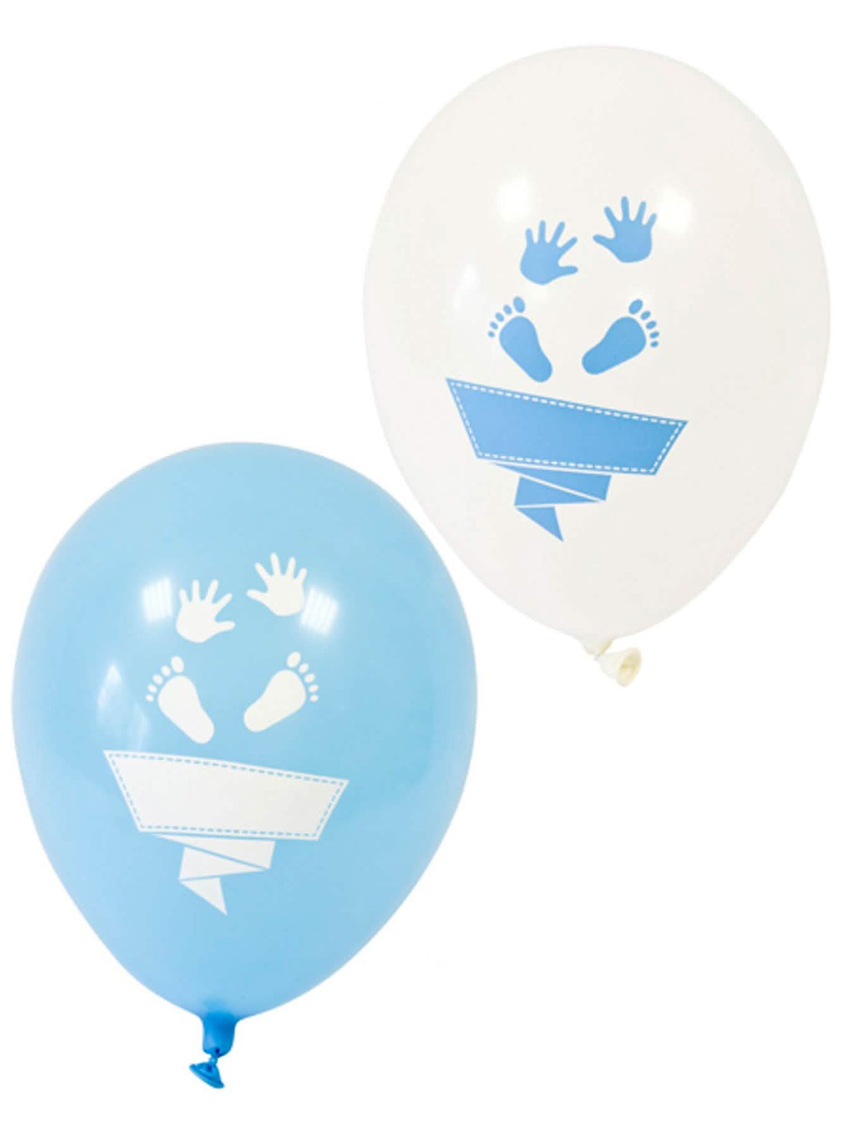 baloni iz lateksa v obliki stopal in rok za baby shower, beli in modri