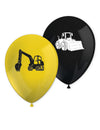 Ballons latex engins de chantier pour enfant noirs et jaunes