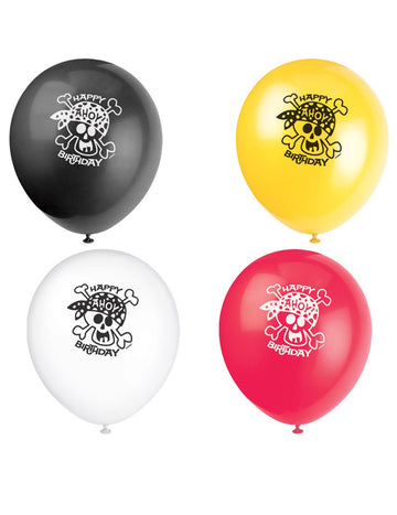 8 večbarvnih piratskih balonov 30 cm 