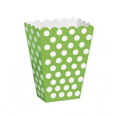 Boîtes à pop-corn à pois pour fête verte à pois blancs