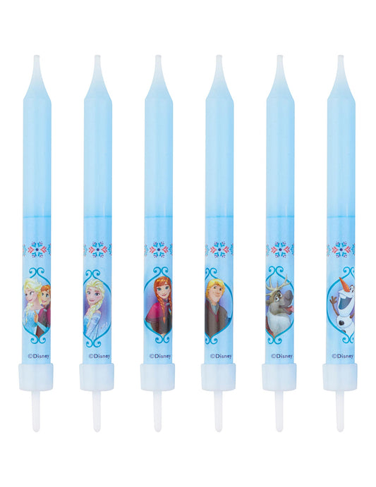 Bougies anniversaire La Reine des Neiges pour enfant bleu clair avec personnages