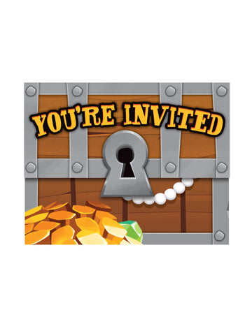 8 vabil v obliki piratskega zaklada z ovojnicami