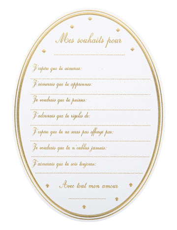 8 belih in zlatih voščilnic za otroško zabavo v obliki medaljona