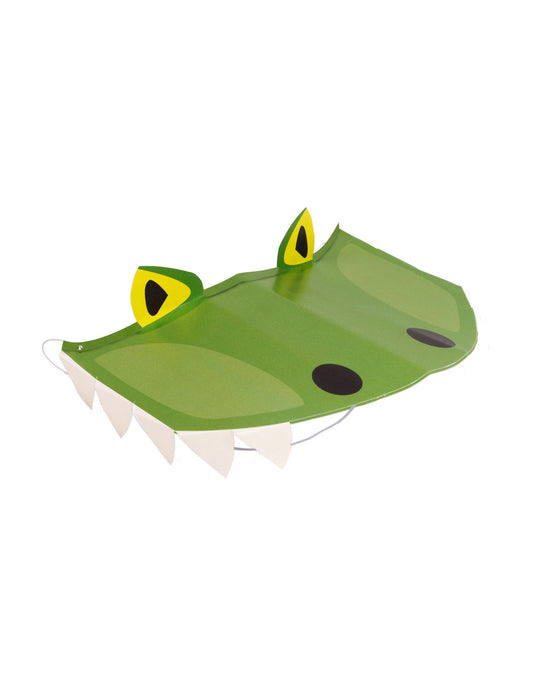 Casquette de fête grands dinosaures pour enfant vert avec dents blanches et élastique