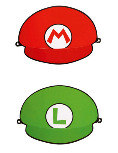 Chapeaux de fête Super Mario™ pour enfant modèles Mario et Luigi rouge et vert