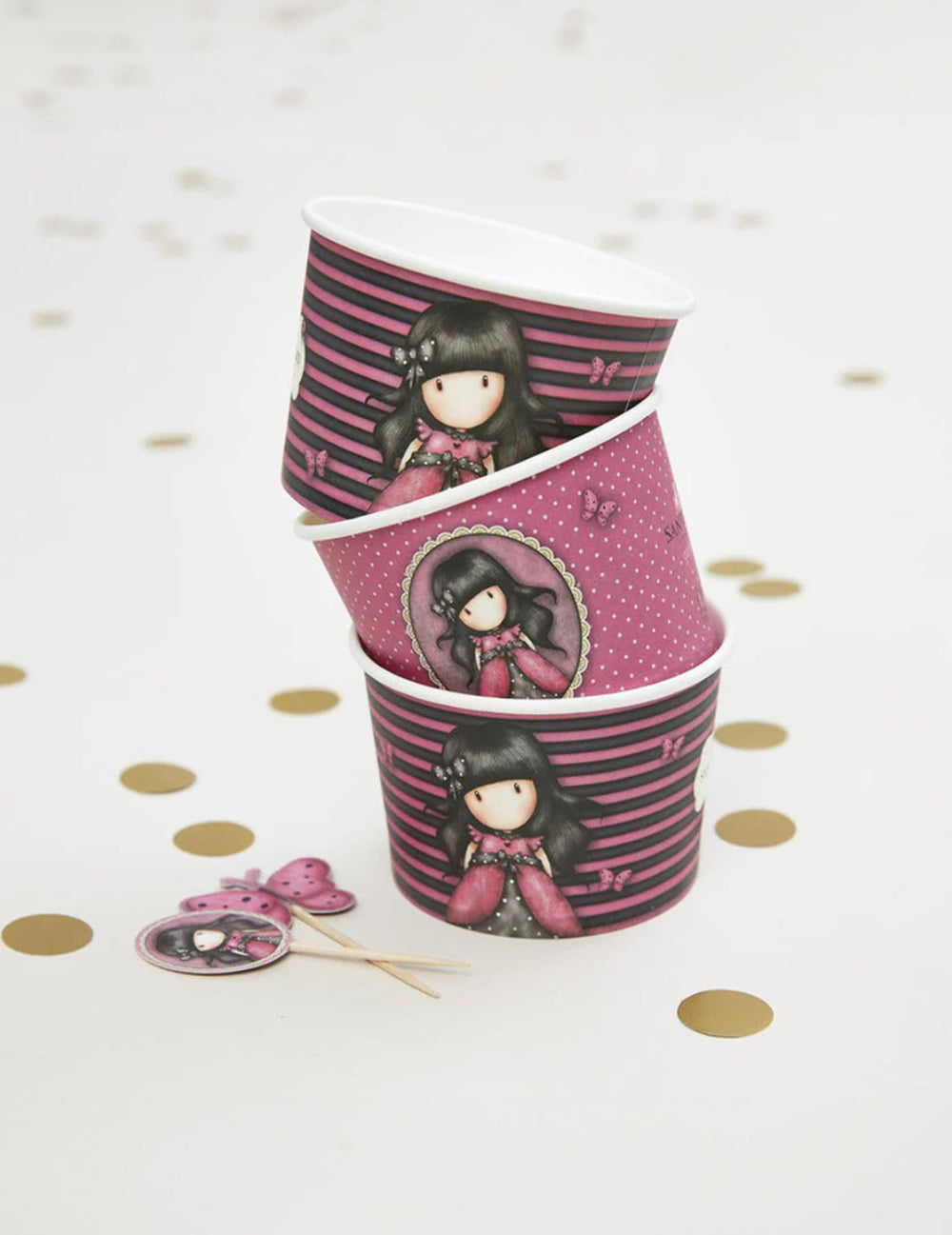 Contenants Ladybird Santoro pour enfant rose et noir à rayures