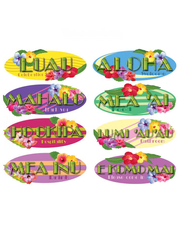 8 havajskih stenskih dekoracij 40 cm 