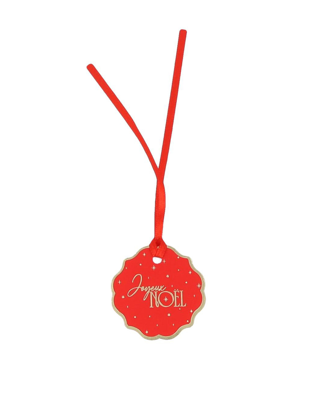 8 étiquettes Joyeux Noël L'Intemporel rouge et or 4,5 cm