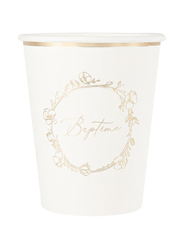 8 kartonskih skodelic za krst, 255 ml, z zlatimi cvetovi