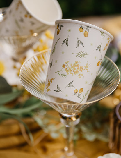 8 kartonskih kozarčkov v obliki limone z listi, 255 ml, za rojstni dan